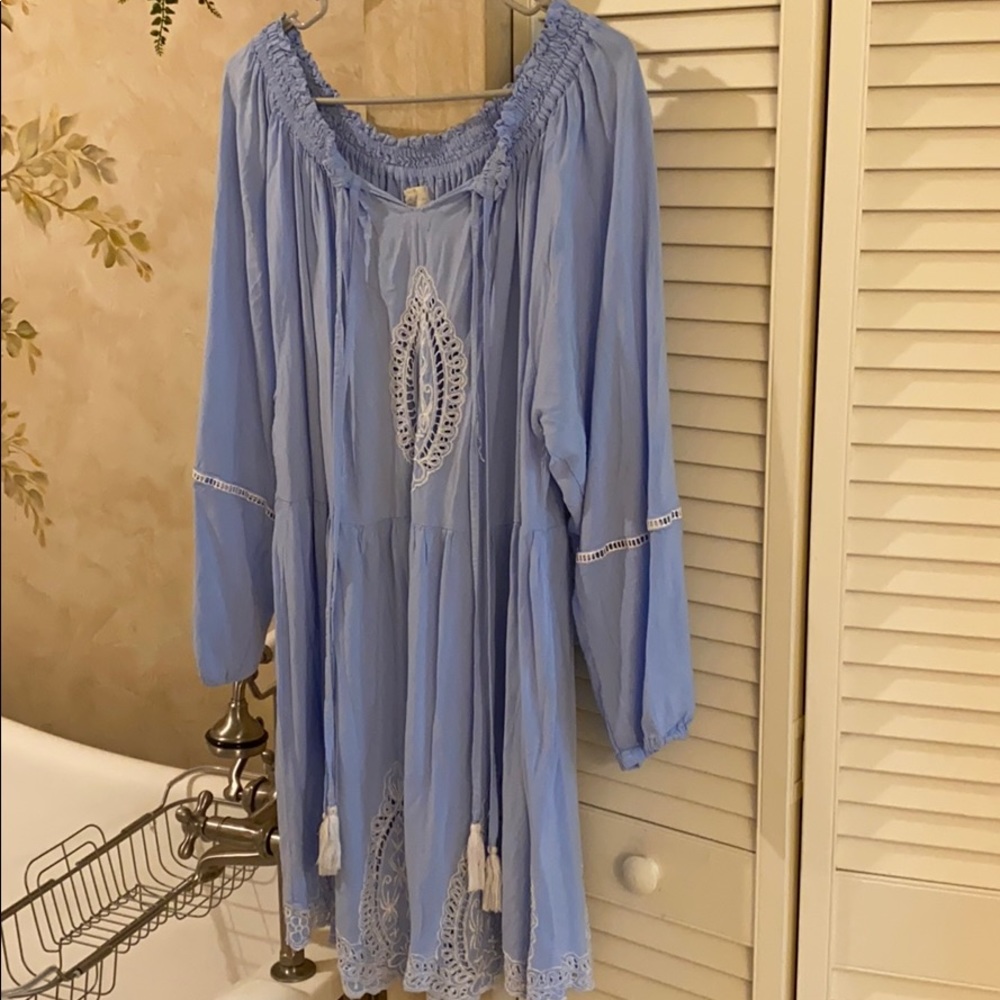 Fillyboo Light Blue Embroidered Maxi Dress